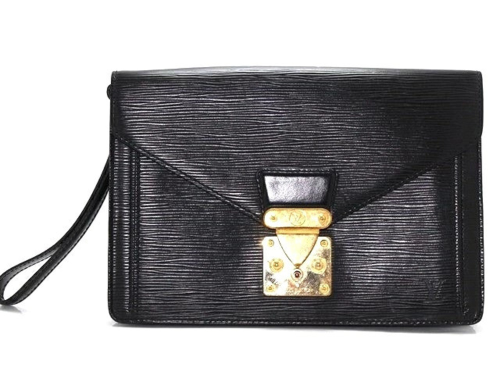 LOUIS VUITTON Pochette Cellier Dragonne Shoulder Bag Epi Leather Noir Black